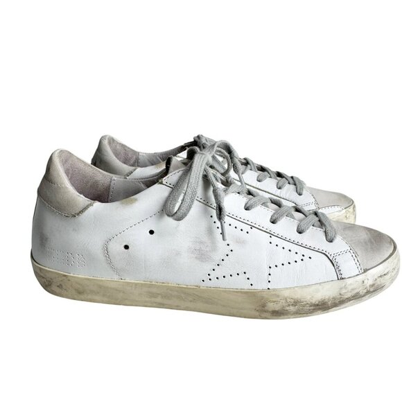 GOLDEN GOOSE superstar white leather perforated star Womens Sneakers size 38 8 - Picture 1 of 14